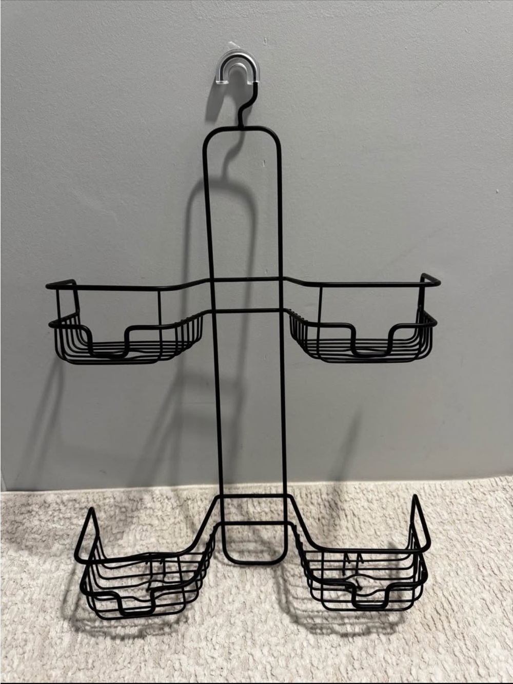 Black Metal Over-The-Shower Caddy - 4-Tier Bath Organizer
